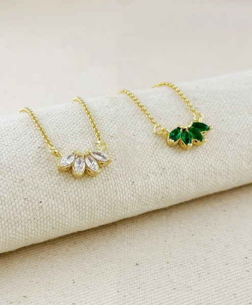 18k Gold Filled CZ Lotus Necklace