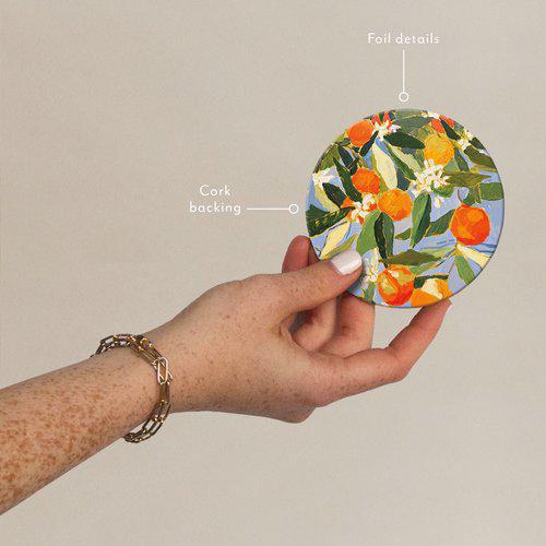 Sunny Oranges Foil Stamped Coaster