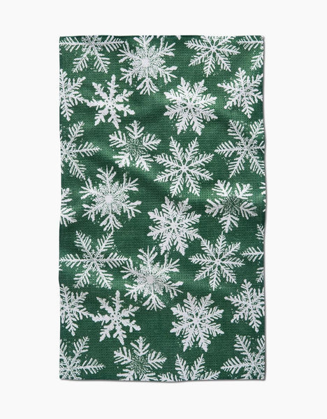 Snowy Days Green Tea Towel
