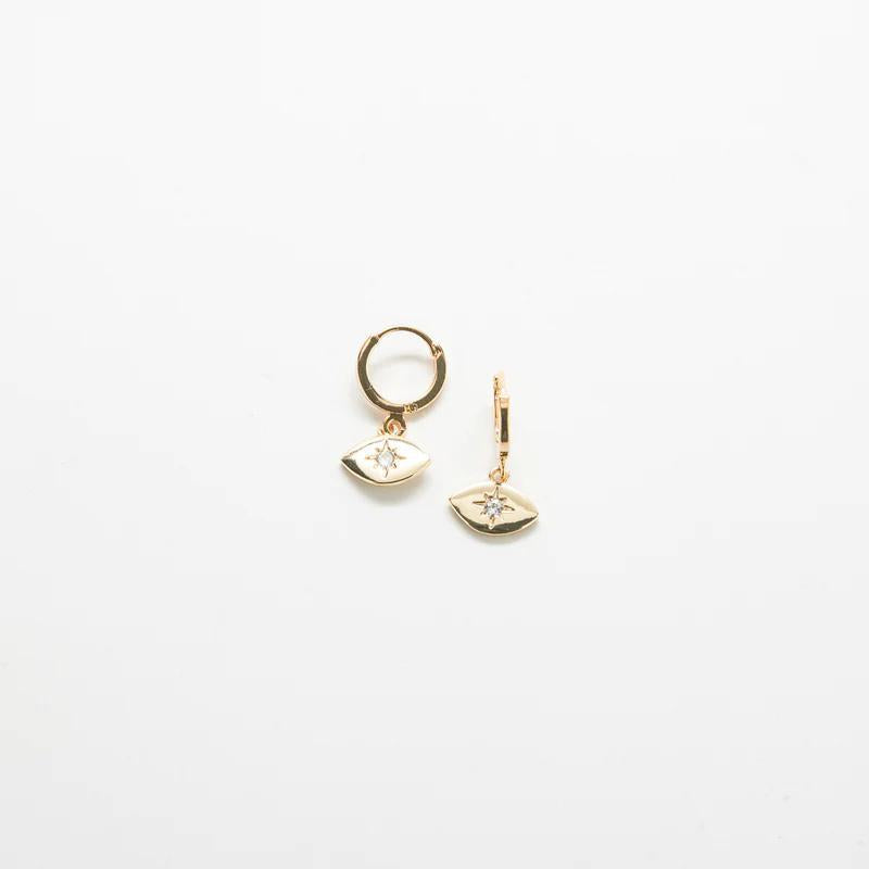Gold Eye Huggie Earrings