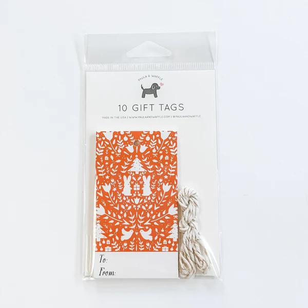 Red Christmas Scene Gift Tag