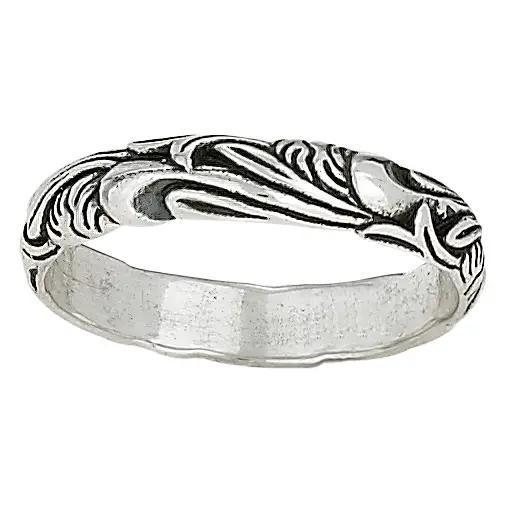 Carved Leaf Sterling Silver Ring