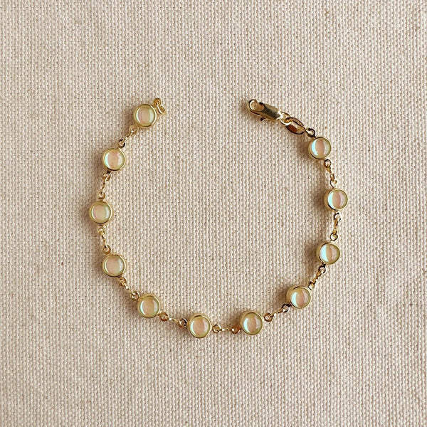 18K Gold Filled Rounded Opal Bracelet