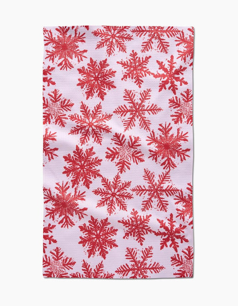 Snowy Days Red Tea Towel