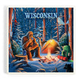 Bigfoot Camping Wisconsin Ceramic Coaster