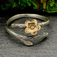 Sterling Silver Branch Ring with Bronze Cherry Blossom -Adjustable