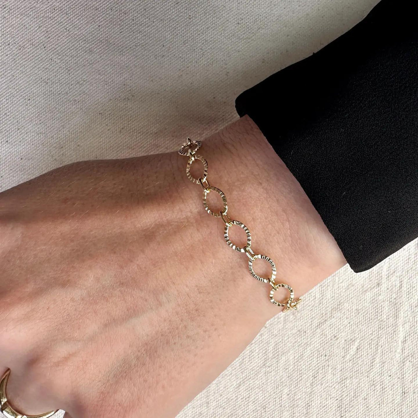 18k Gold Filled Diamond Cut Chain Bracelet