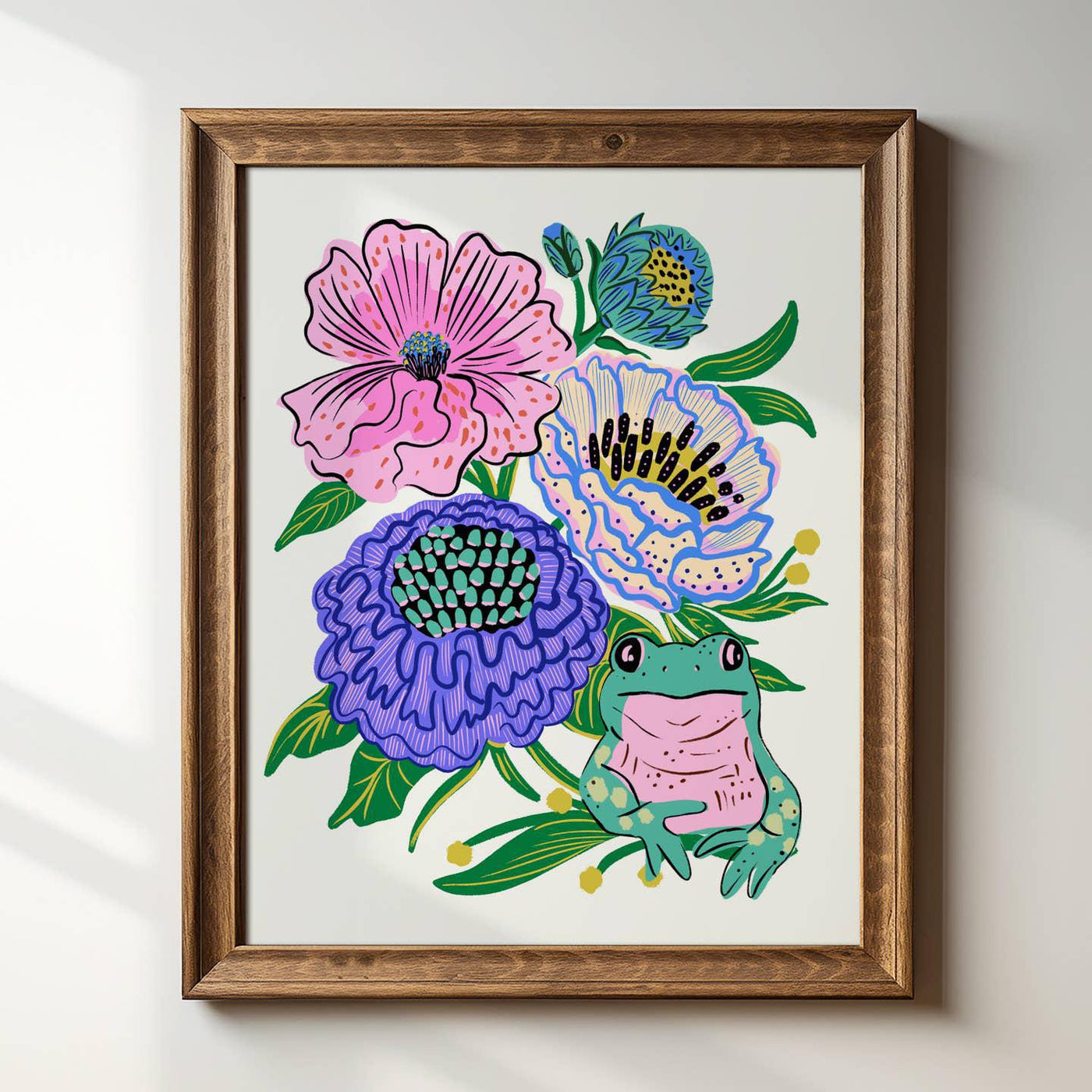 Frog Floral - 8x10 print