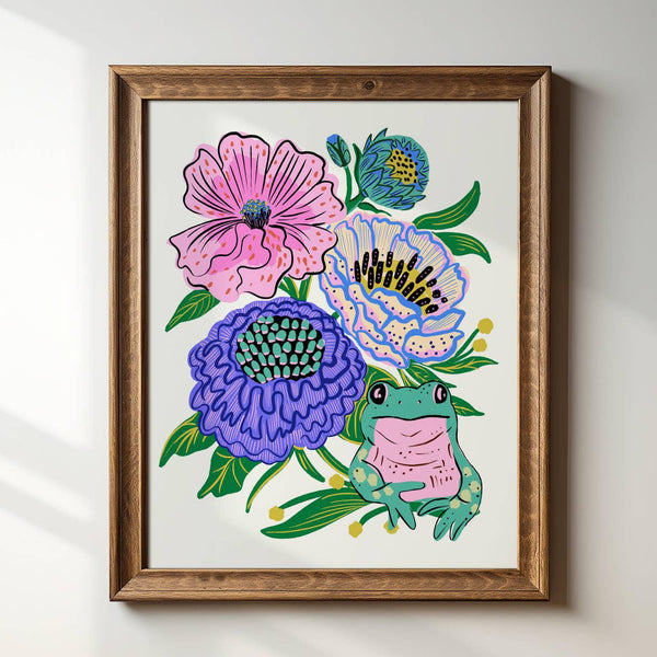 Frog Floral - 8x10 print