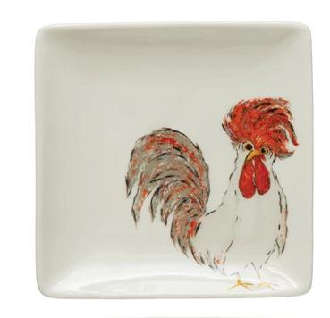 Square Stoneware Chicken Plates