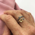 Sterling Silver Branch Ring with Bronze Cherry Blossom -Adjustable