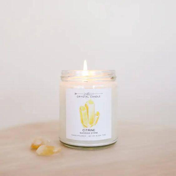 Citrine Crystal Candle - Success