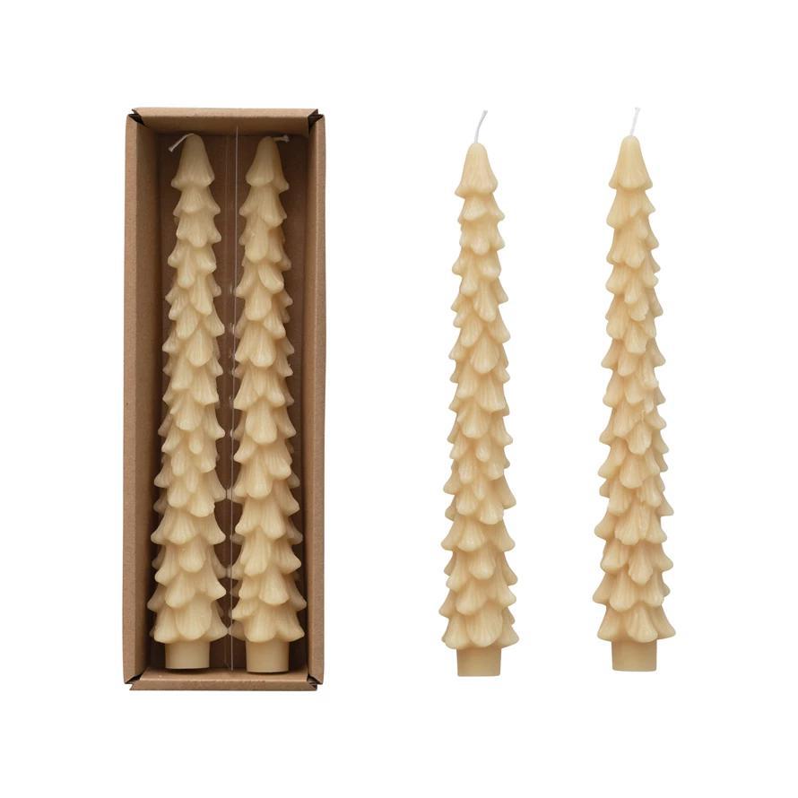 Tree Shaped Unscented Taper Candles, Set of 2 (2 Colors)