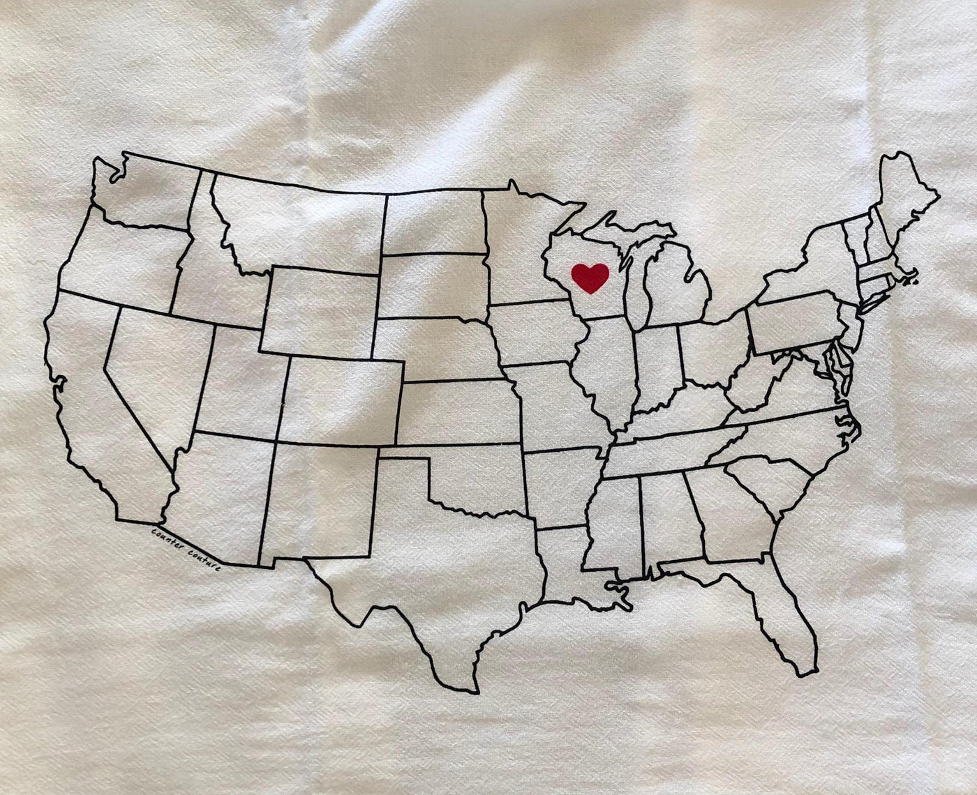 Wisconsin Heart Tea Towel