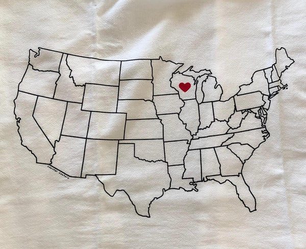 Wisconsin Heart Tea Towel