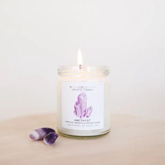 Amethyst Crystal Candle-Spiritual Growth & Healing