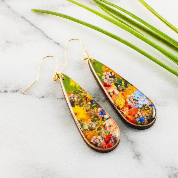 Teardrop Green Garden Earrings