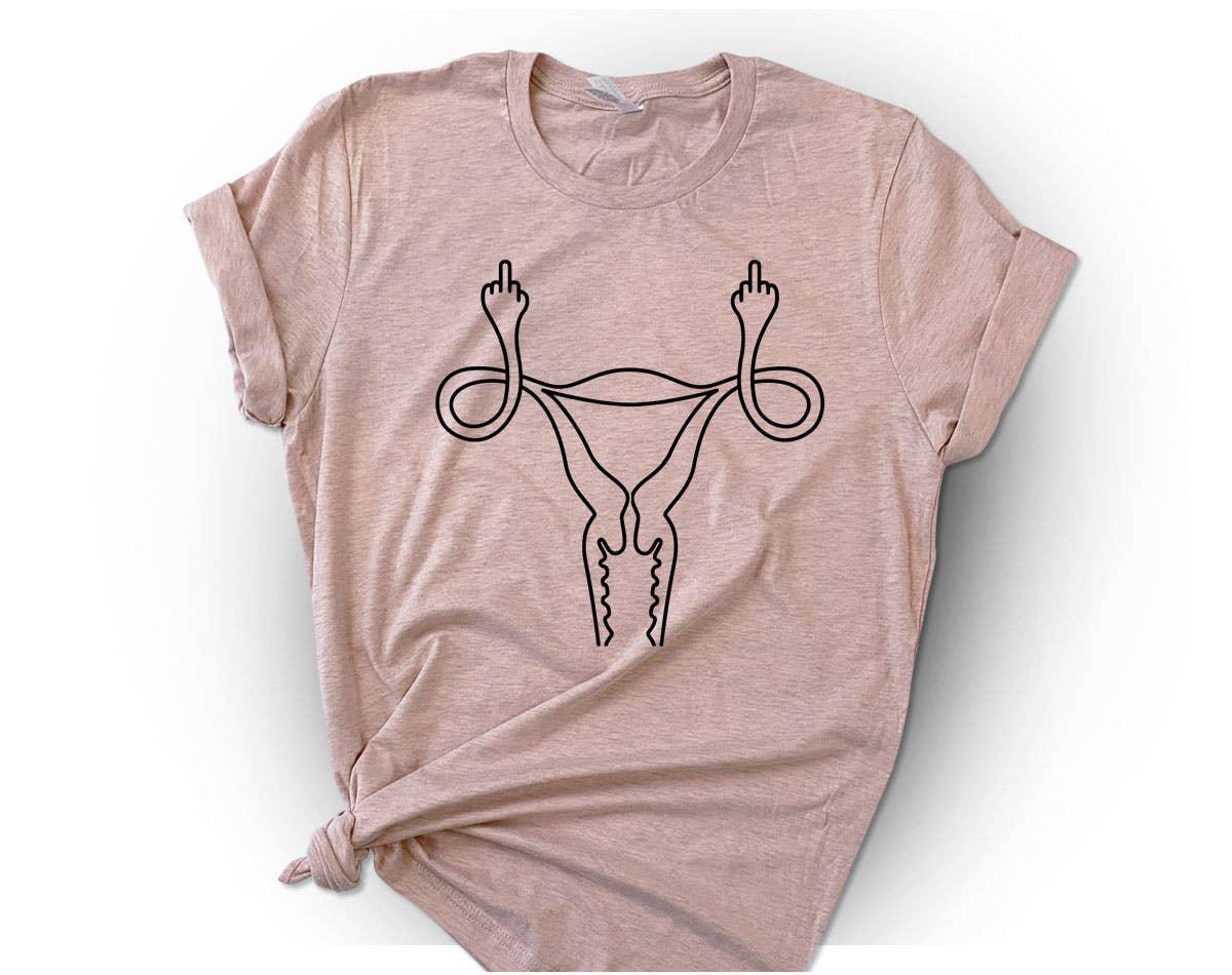 Peach Middle Finger Uterus T-Shirt