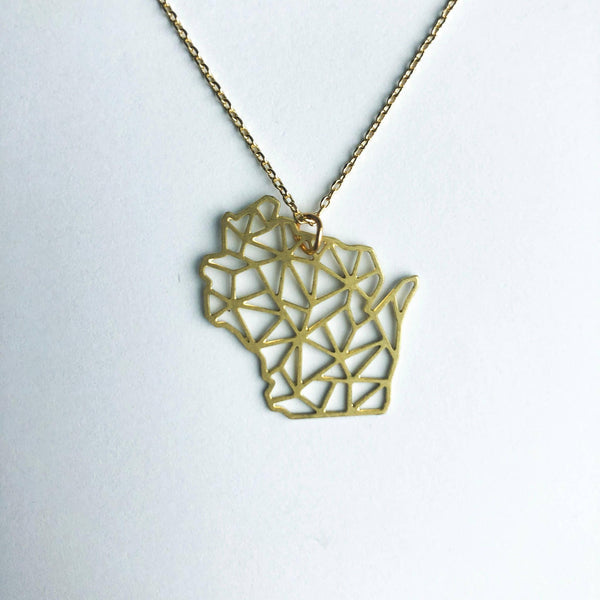 Brass Wisconsin Necklace