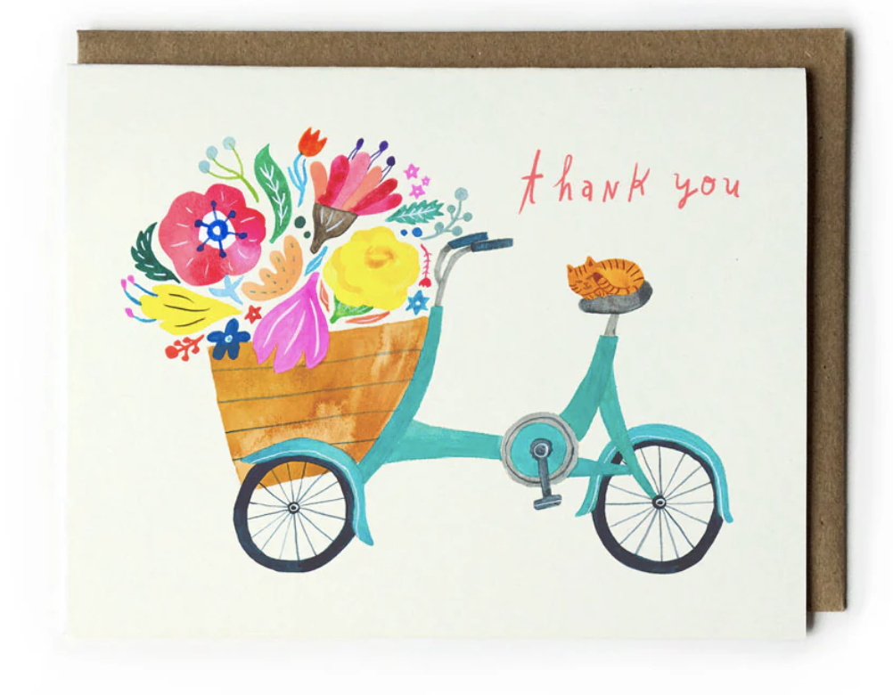 Bicycle & Flowers Thank You Card