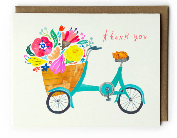 Bicycle & Flowers Thank You Card