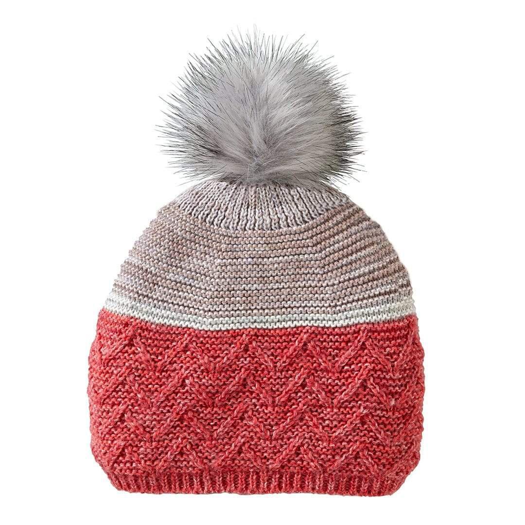 Colorblock Knit Hat with Pom