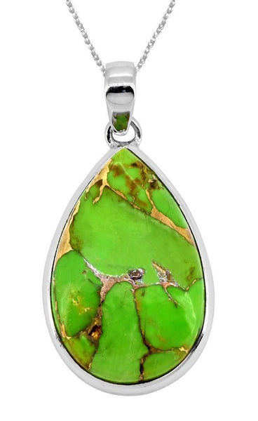 Green Turquoise with Sterling Silver on an 18" Chain