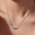 Triple Moon Opal Textured Necklace in Sterling Silver