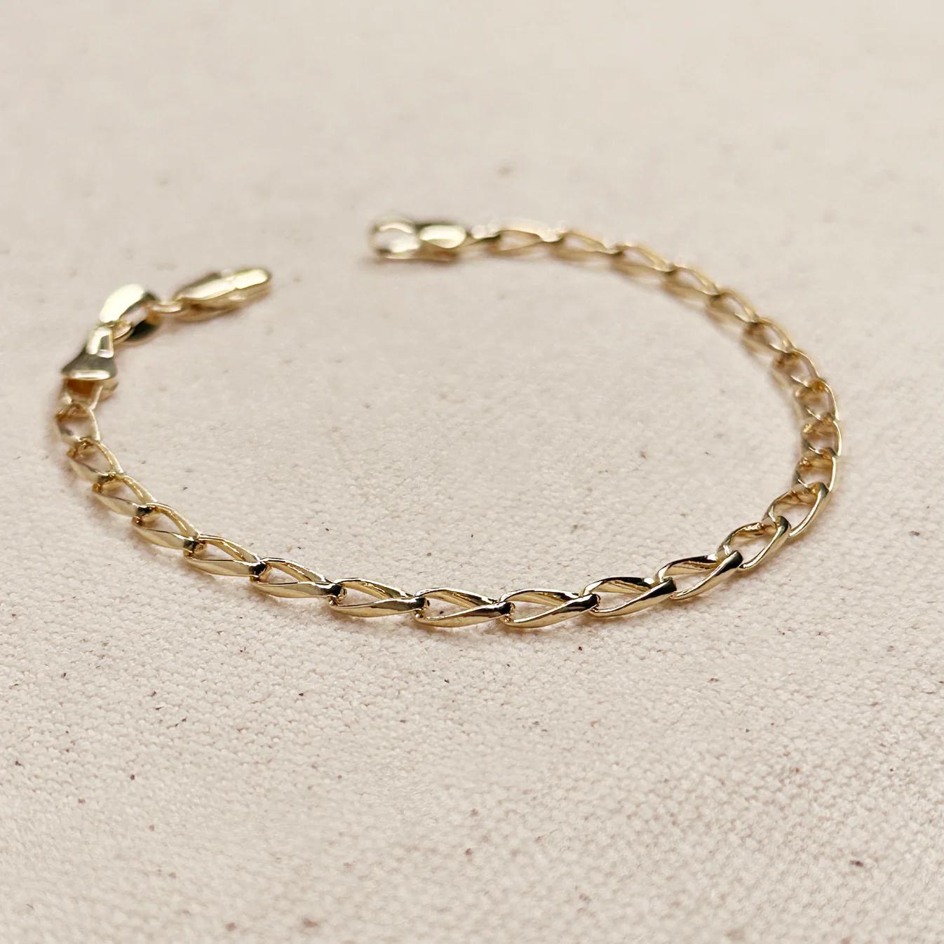 18 K Gold Filled Slight Twist Link Bracelet