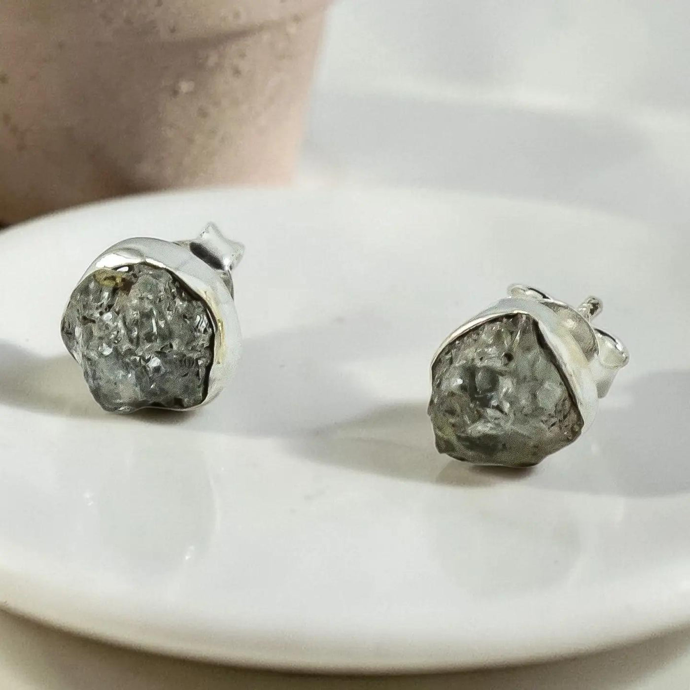 Natural Aquamarine Stud Earrings Sterling Silver