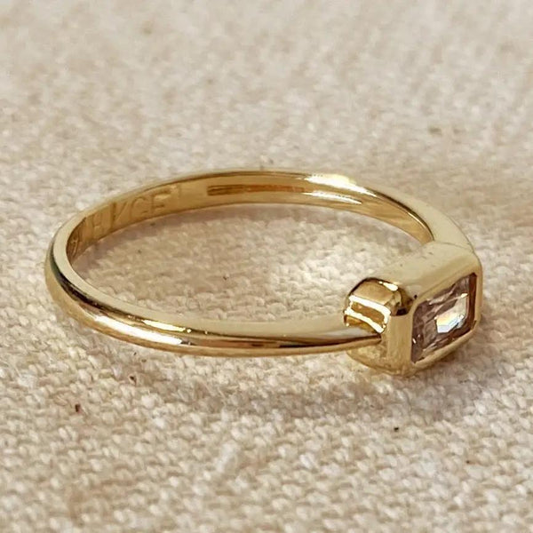 Gold Filled Rectangle Solitaire Ring