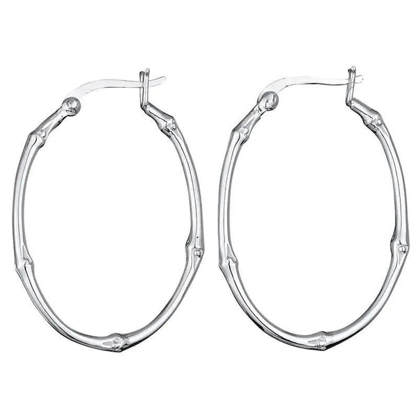 Bamboo Sterling Silver Hoop Earrings