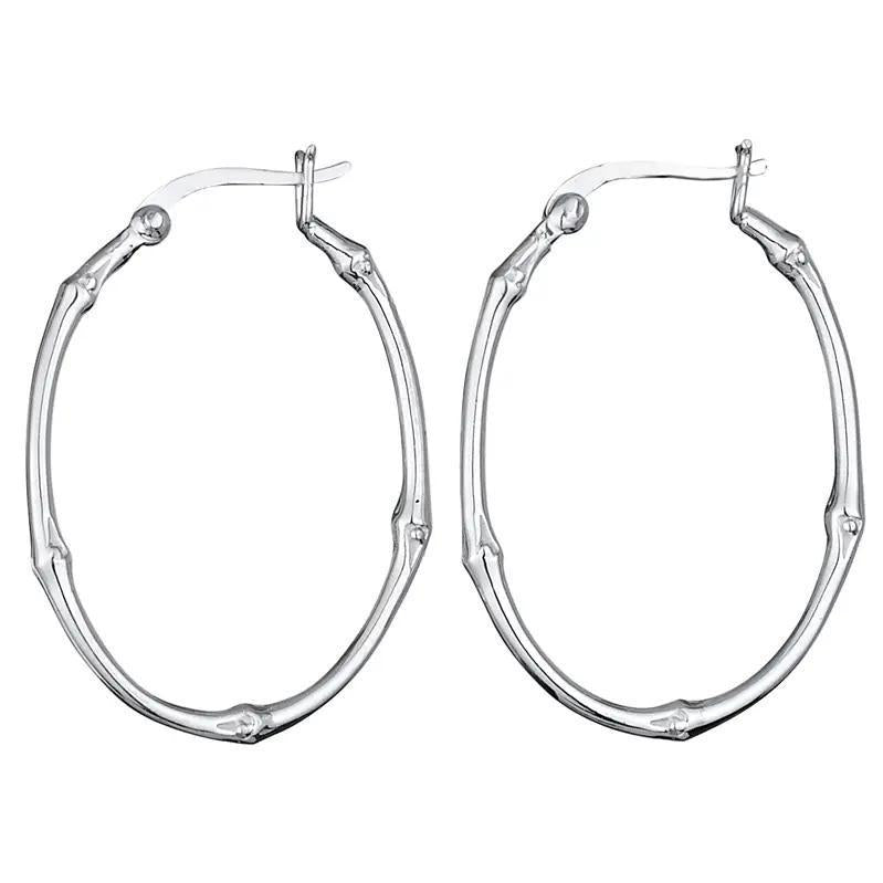 Bamboo Sterling Silver Hoop Earrings