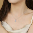 Teardrop Opal Leaf Pendant Necklace in Sterling Silver