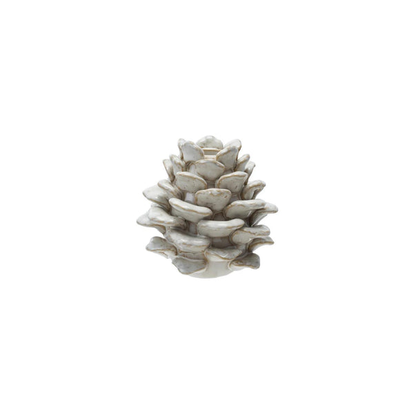 Cream Stoneware Pinecone Taper Holder