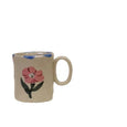 Stoneware Mug with Hand-Painted Flower & Rim