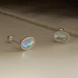 Oval Moonstone Cabochon Stud Earrings
