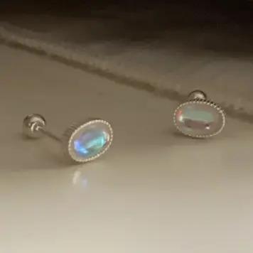 Oval Moonstone Cabochon Stud Earrings