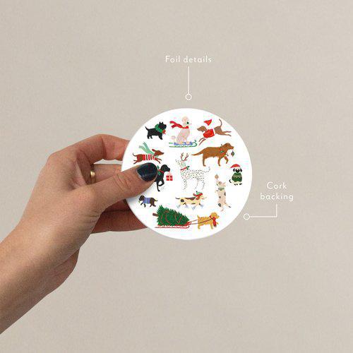 12 Dogs of Christmas Foil Stamped Coaster