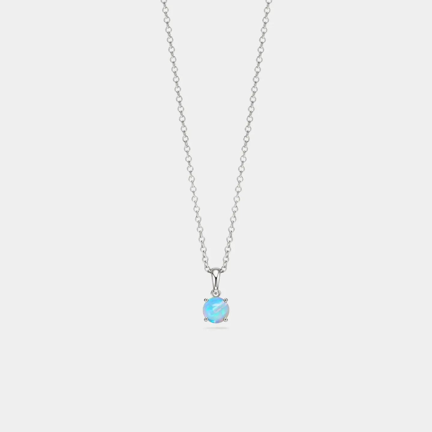 Solitaire Round Opal Pendant Necklace