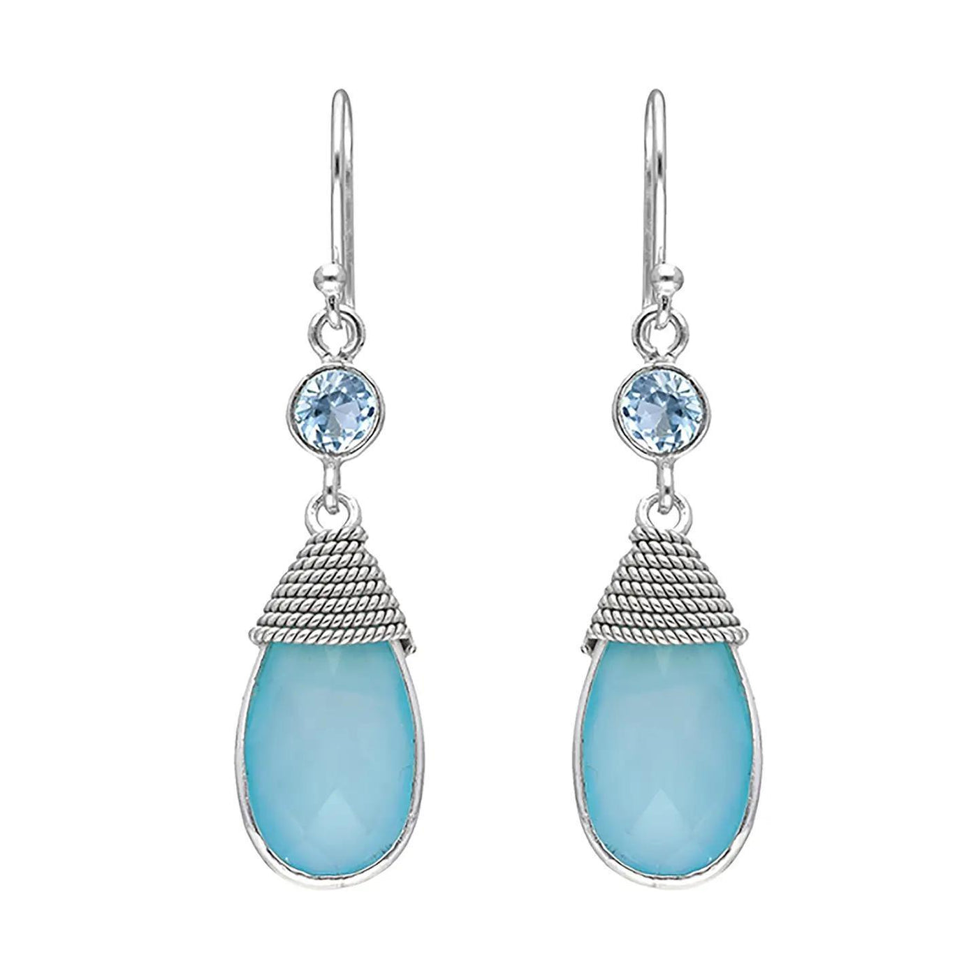 Sterling Silver Aqua Chalcedony Dangle Earring