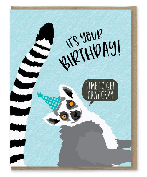Get Cray Cray Lemur Birthday Card
