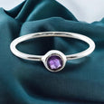 Round Amethyst Sterling Silver Ring