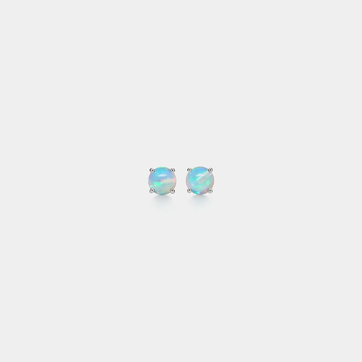 Small Opal Cabochon Stud Earring in Sterling Silver