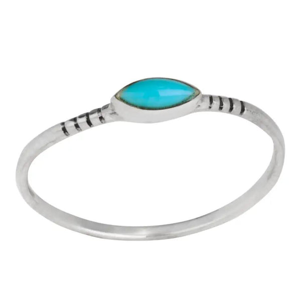 Thin Turquoise Sterling Silver Ring