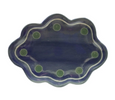 Stoneware Scalloped Dish with Wax Relief Design, 4 Colors