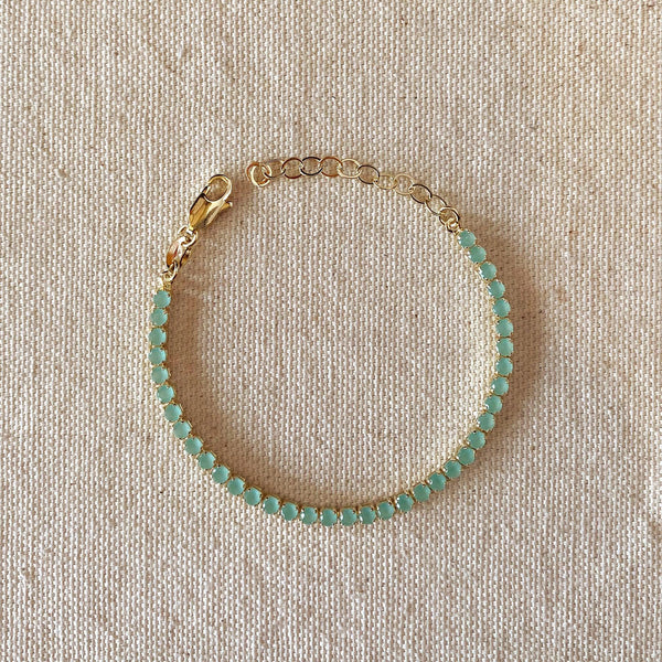 18k Gold Filled 3mm Cubic Zirconia Bracelet (2 Colors)