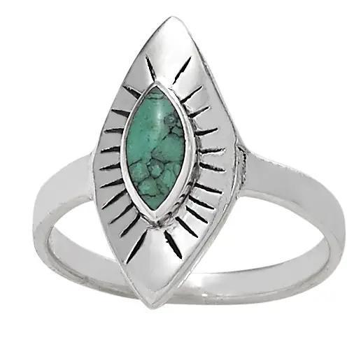 Turquoise Rays Sterling Silver Ring
