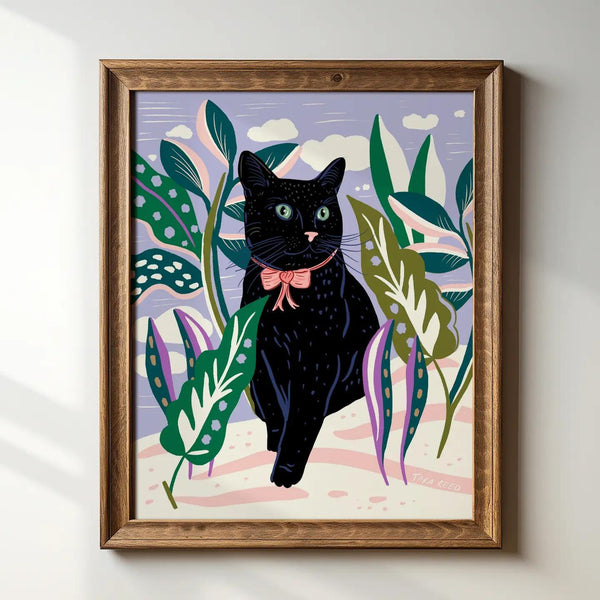 Black Cat Garden 8x10 Giclee