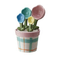 Flower Shaped Stoneware Measuring Spoons with Holder